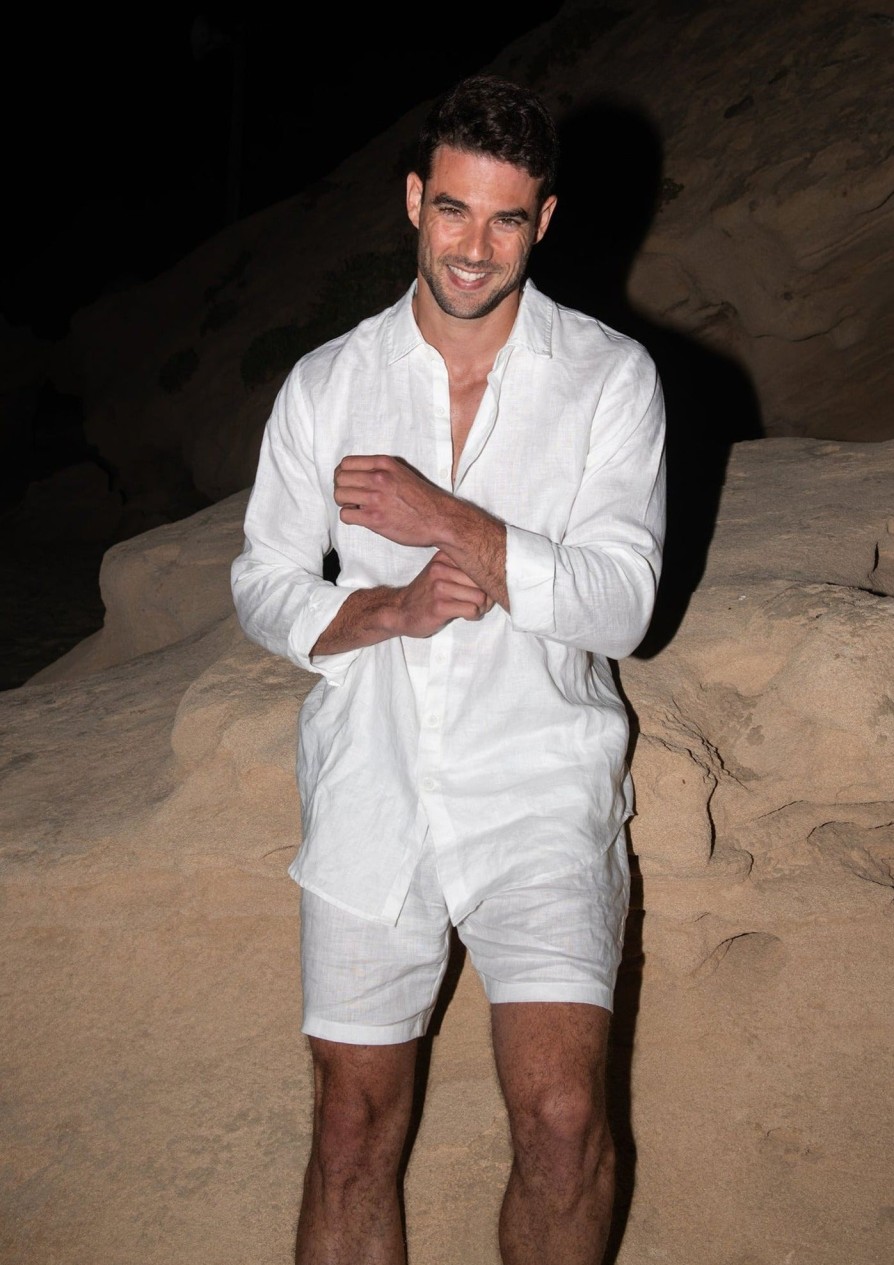 Bananhot Men'S Beachwear | Danny Linen White - Shorts