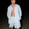 Bananhot Men'S Beachwear | Danny Linen Light Blue - Shorts