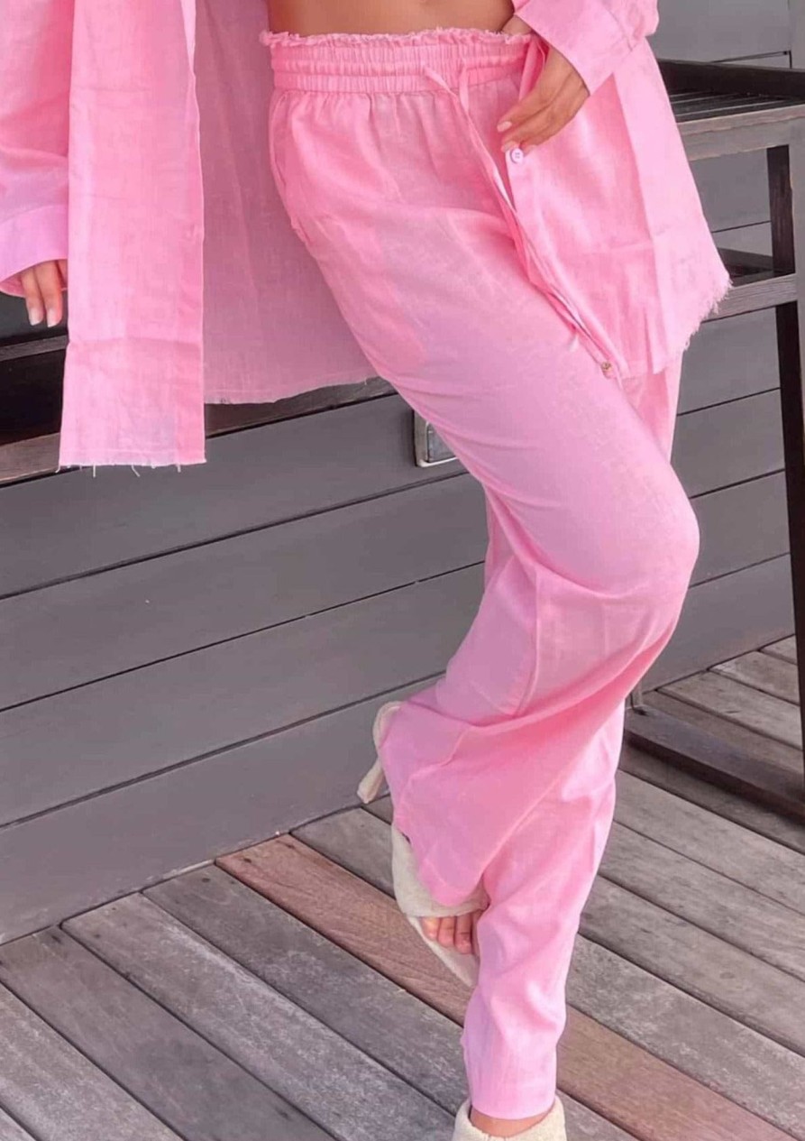 Bananhot Cover&Ups | Sandy Linen Baby Pink - Pants