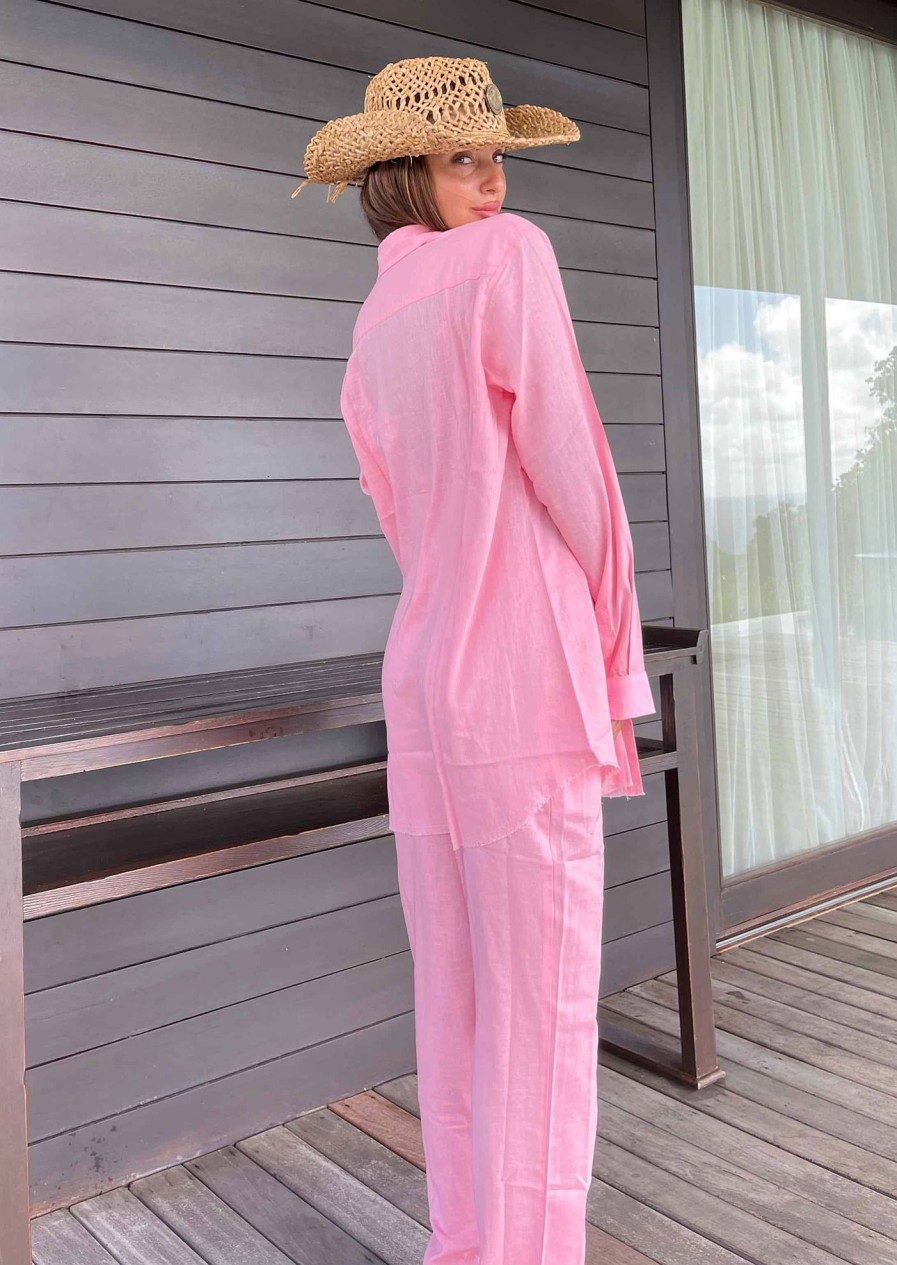 Bananhot Cover&Ups | Sandy Linen Baby Pink - Pants