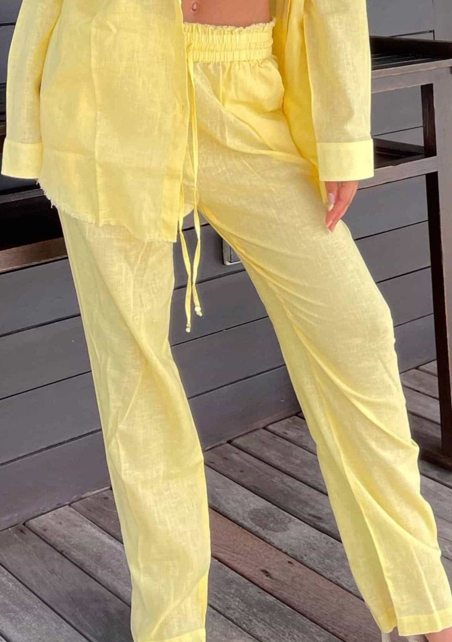 Bananhot Cover&Ups | Sandy Linen Baby Yellow - Pants