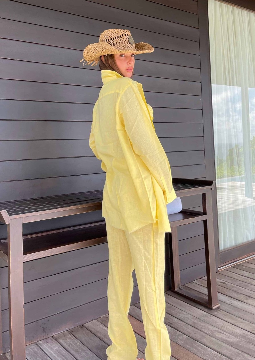 Bananhot Cover&Ups | Sandy Linen Baby Yellow - Pants