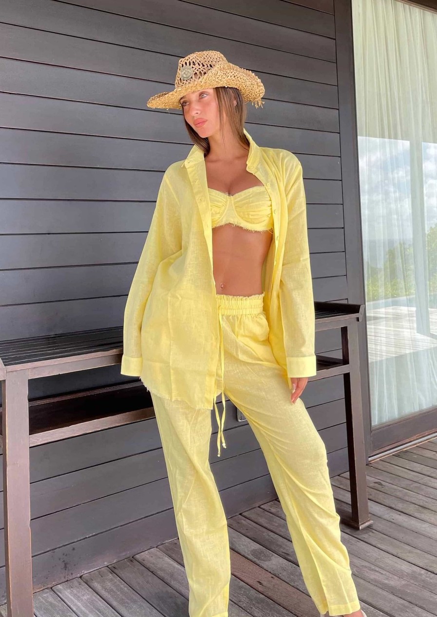 Bananhot Cover&Ups | Sandy Linen Baby Yellow - Shirt