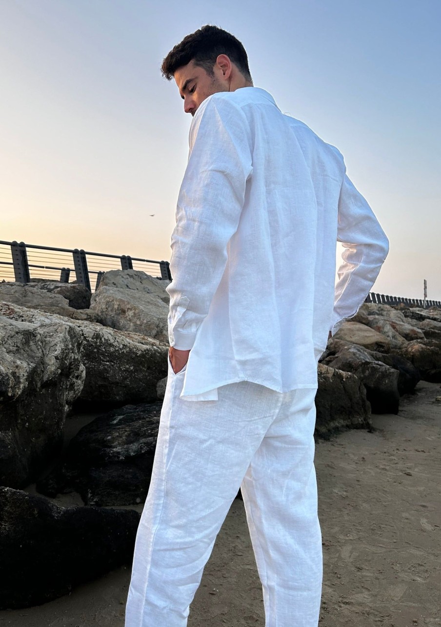 Bananhot Men'S Beachwear | Danny Linen White - Trouseres